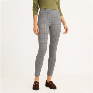 LOFT Grey Windowpane Plaid Leggings SP - Small Petite